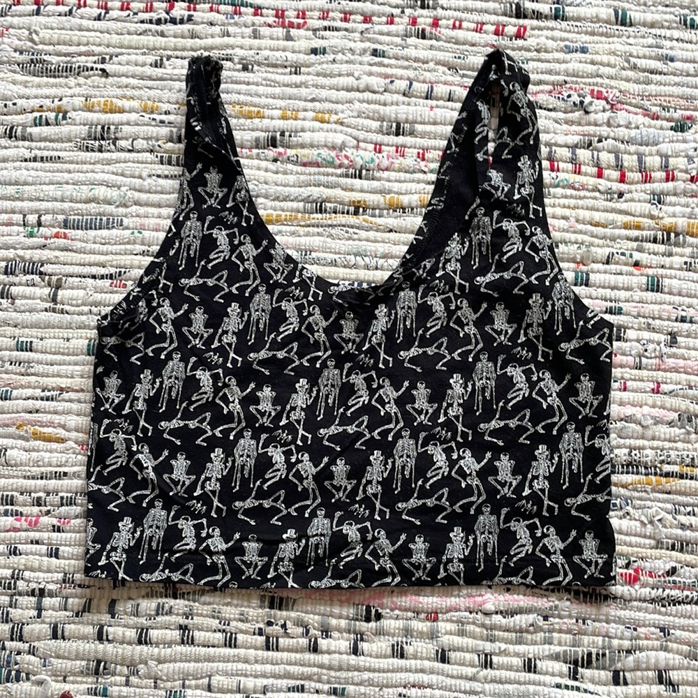 Skeleton graphic crop top
